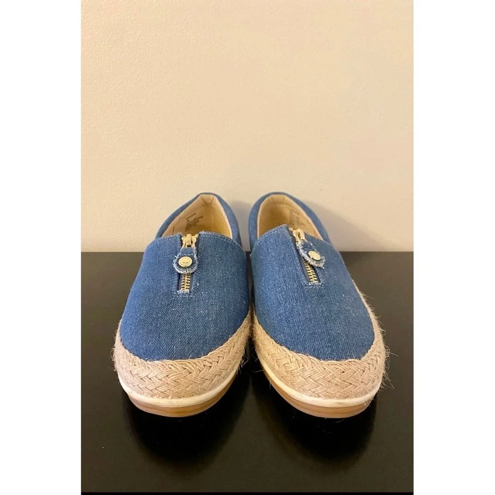 Anne‎ Klein Joy Denim Zipper Espadrille Shoes
